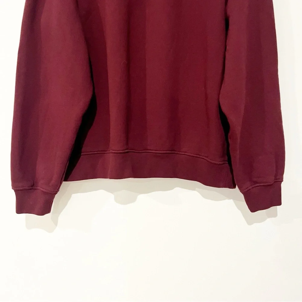 Octobre Editions Sezane Men’s Nichols Burgundy Exposed Quarter Zip Sweatshirt - Picture 10 of 11